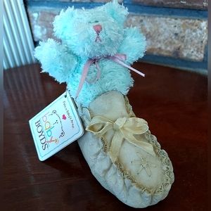Baby Boyds Bear Beige Shoe Moccasin Mint Green Bear Kaylle Blessed Steps 2005